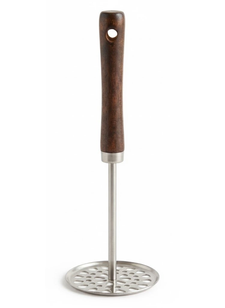 TASTRADE Stainless Steel Potato Masher with Wooden Handle - Heavy Duty Vegetable Masher & Baby Food Maker, Ergonomic Non-Slip Grip for Comfortable Use, Rust Resistant Durable Kitchen Gadget, Easy to Clean Dishwasher Safe, Perfect for Mashed Potatoes Guacamole Beans Fruits - Image 1